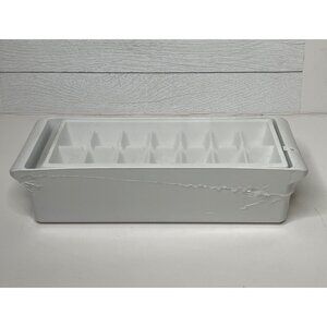 White Plastic Ice Cube Bin Container Maker Tray Freezer Home Organizer